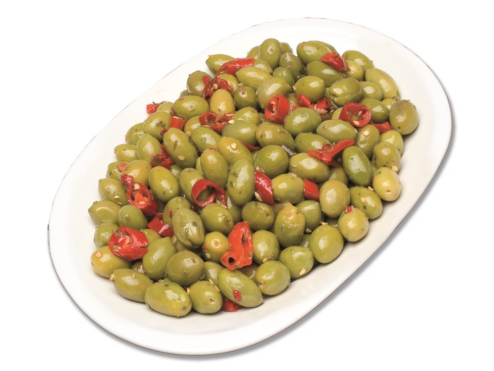 olive verdi tagliate condite piccanti